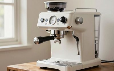 White Espresso Machine with Grinder